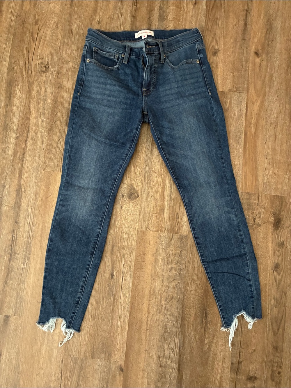 Lucky Brand Dark Blue Skinny Jeans with Frayed Hem